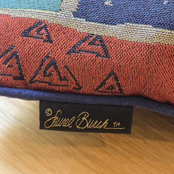 Laurel Burch Tapestry Throw Pillow Reindeer Birds Holiday 17" Blue Velvet Back - Picture 4 of 9